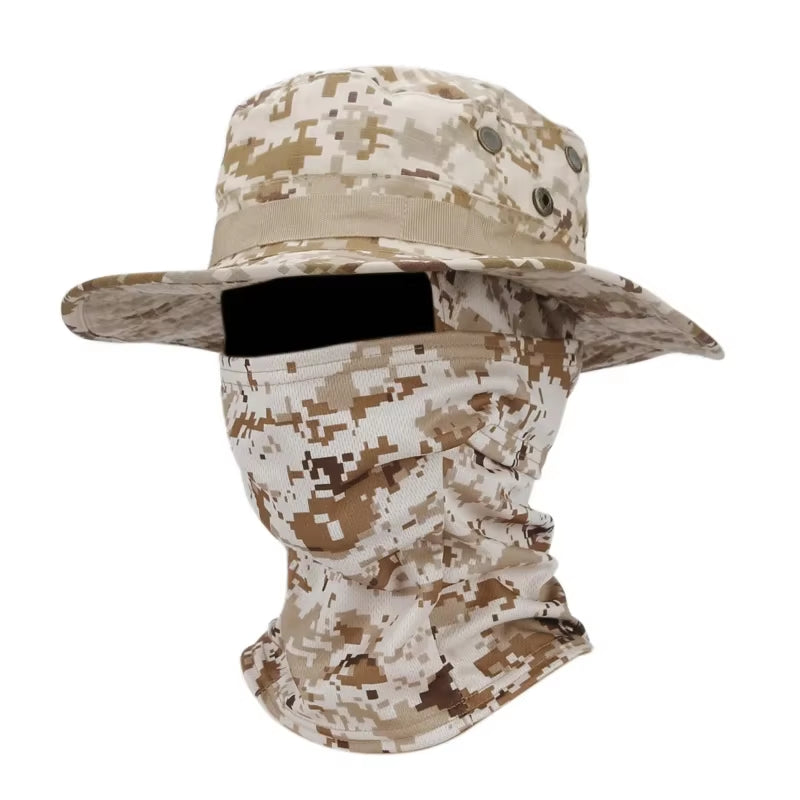 Camouflage Cap Quick Drying Balaclava Hat Suit Foldable Soft Hat Breathable Outdoor Fishing Wide Brimmed Hat Sunscreen Caps Men